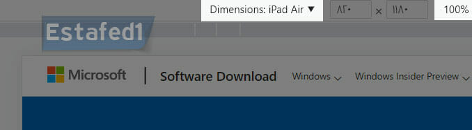 أعلي الشاشة ستجد خيار Dimensions، انقر فوقه واختر Ipad Air. ثم غيّر النسبة إلي 100 %