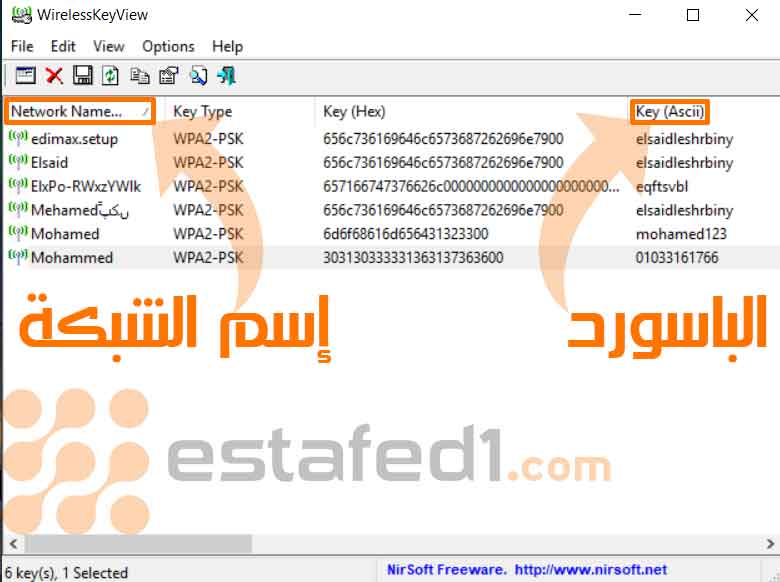 معرفة كلمات مرور WiFi المحفوظة على جهازك WirelessKeyView