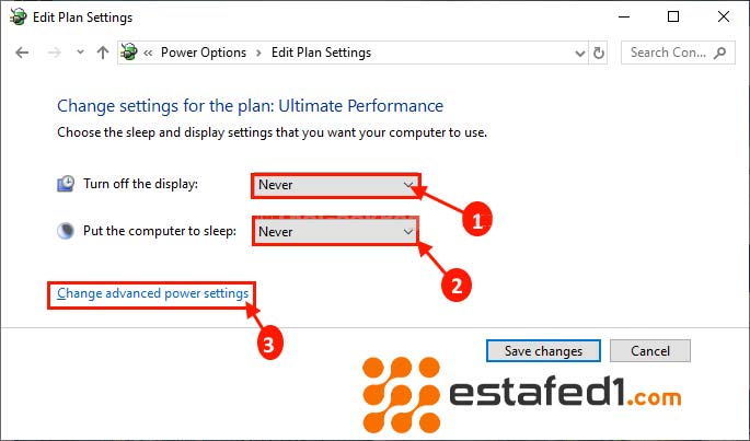 Change advanced power settings