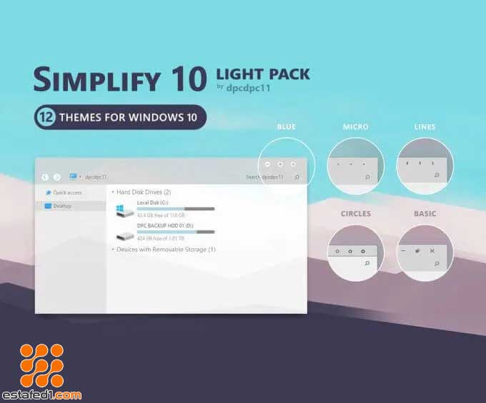 أفضل ثيمات ويندوز 10 simplify 10 light