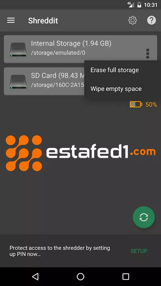 منع استرجاع الملفات المحذوفة من الاندرويد shreddit data eraser