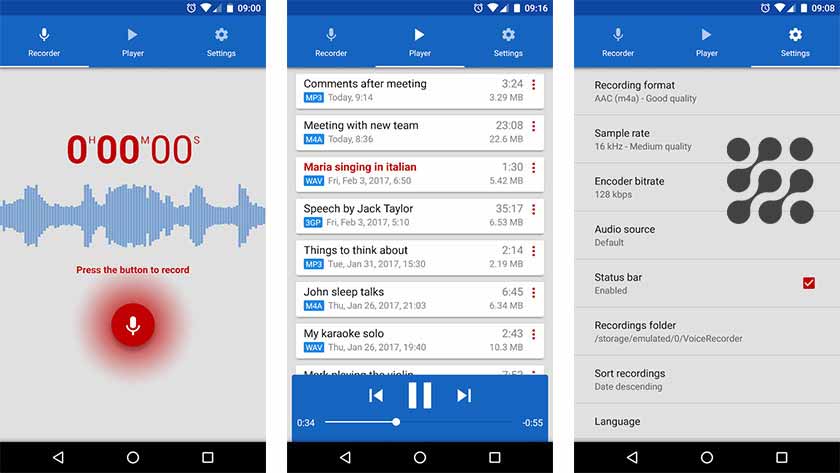  تطبيق Smart Voice Recorder splead
