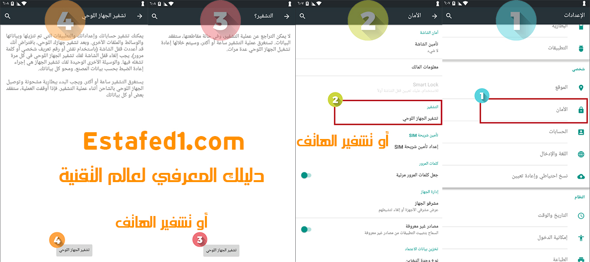 تشفير الهاتف من أجل حذف الملفات نهائيا من الموبايل