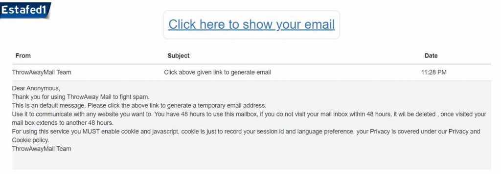 بريد مؤقت عشوائي ThrowAwayMail