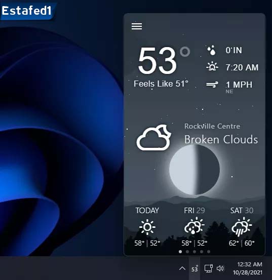 عيوب ويندوز 11 معلومات الطقس