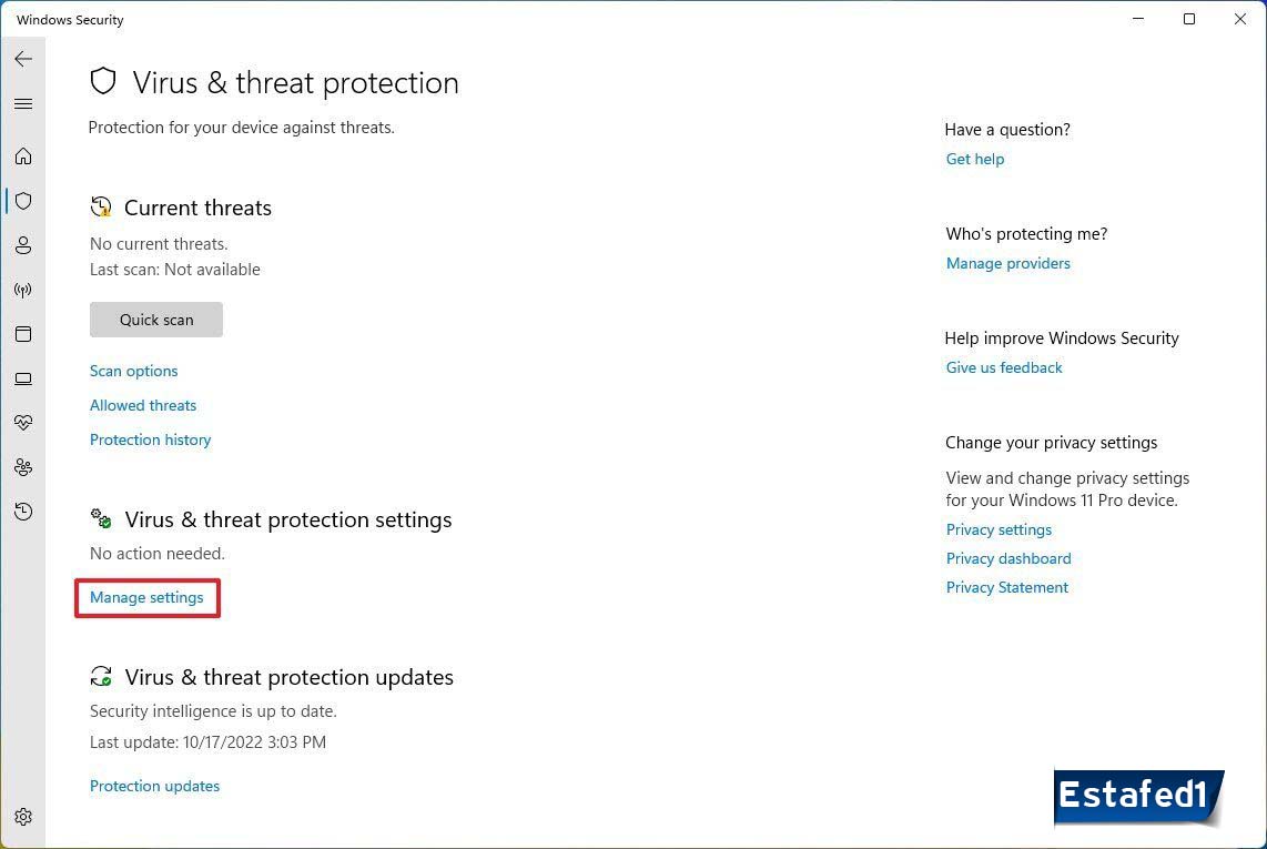 manage settings