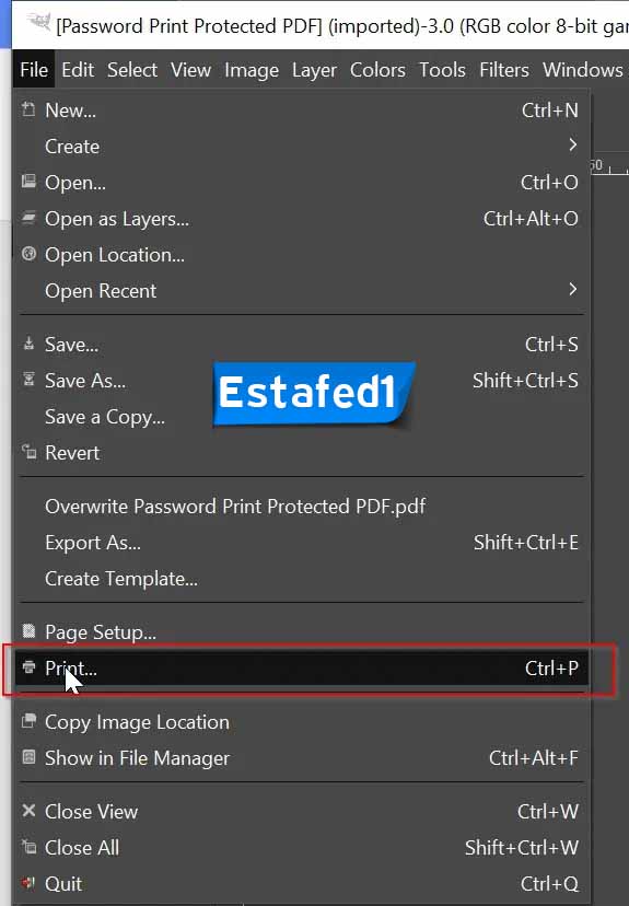 طباعة ملف بواسطة gimp