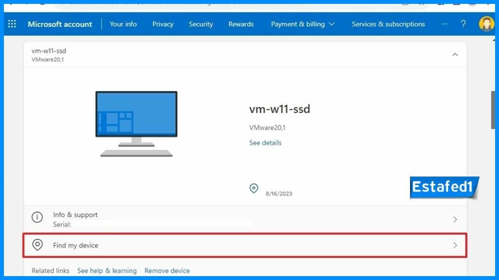 انقر فوق خيار Find my device